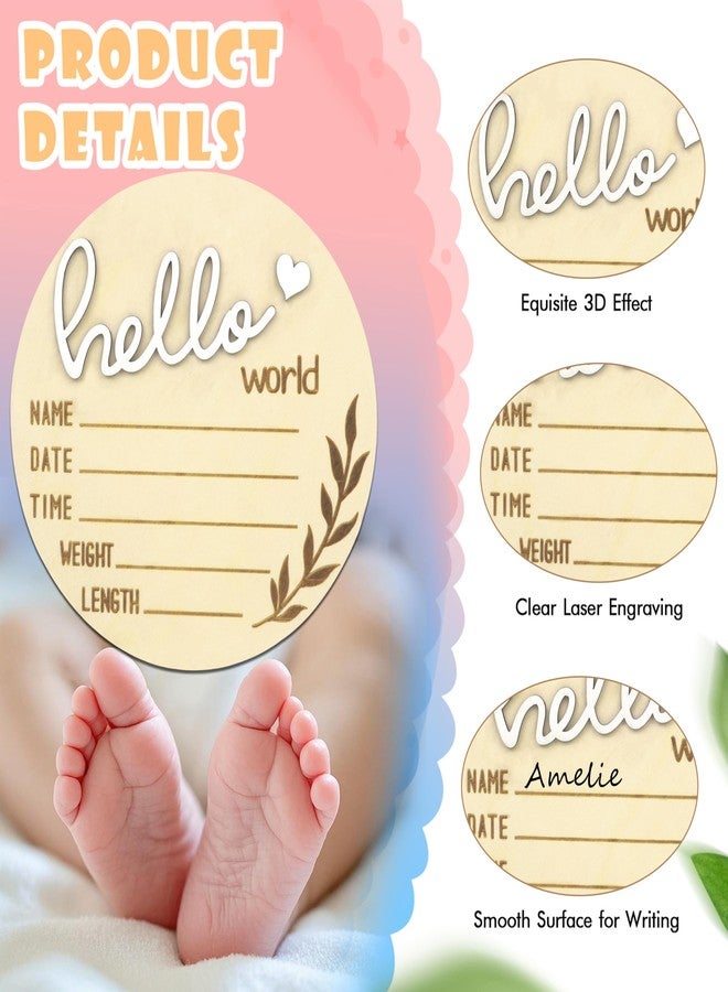 AINBIN Hello World Newborn Sign Boy, Gender Reveal Birth Announcement Sign, 2PCS Its a Boy and Hello World baby Welcome Board Wooden Name Announcement Plaque for Photo Props Baby Shower Hospital Nursery - Image 5